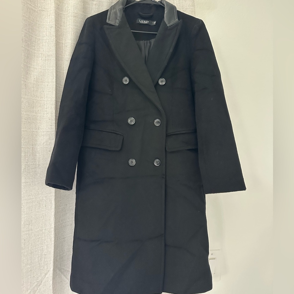 Ralph Lauren Black Double-Breasted Wool Mid length coat